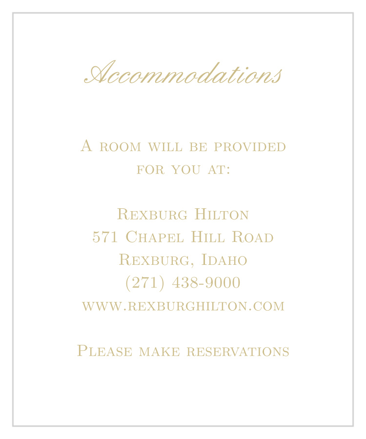 Simple Luxury Foil Accommodation Cards 