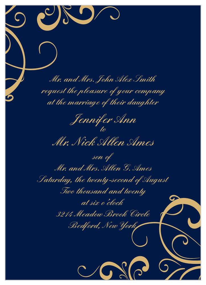 Simple Swirls Foil Wedding Invitations