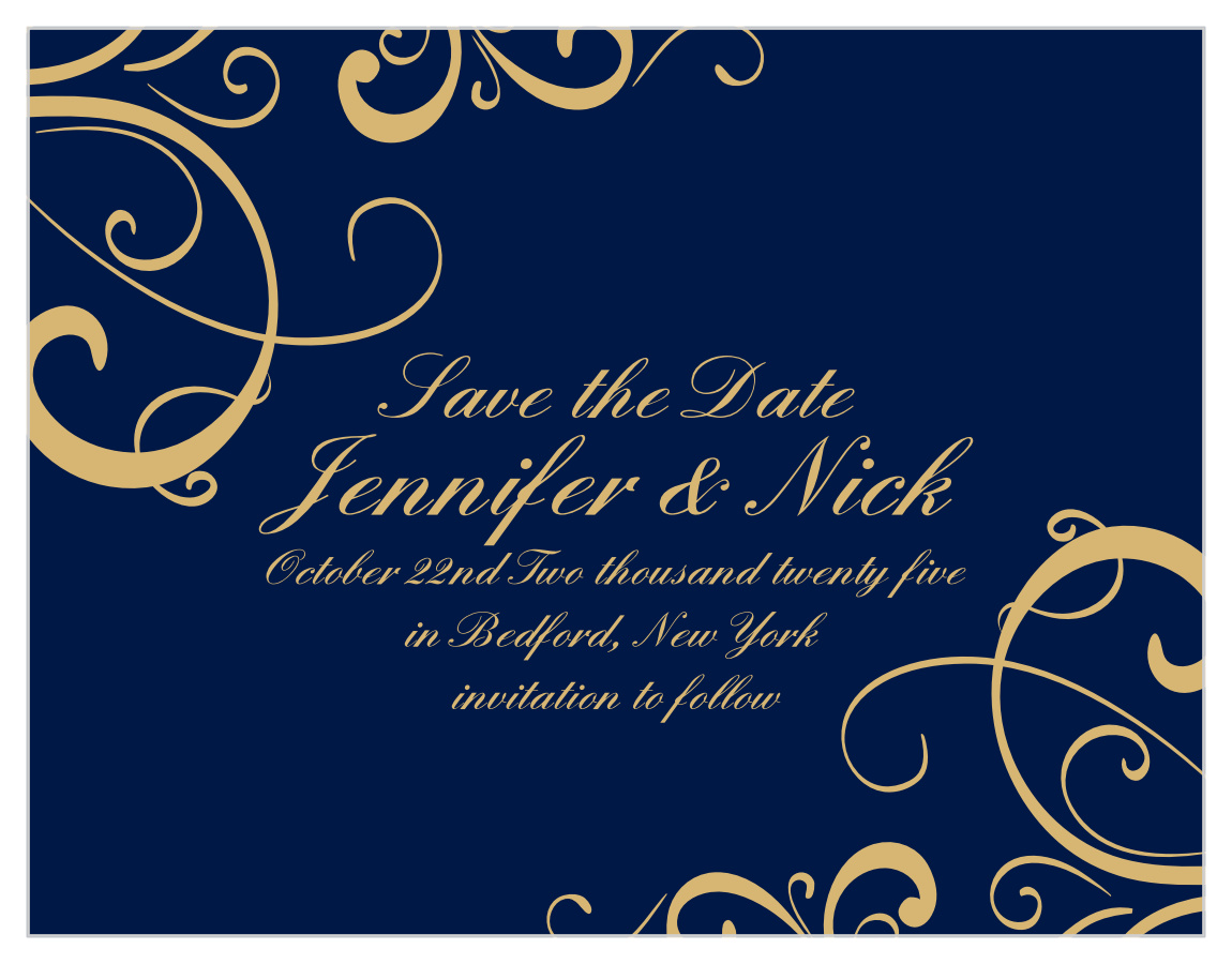 Simple Swirls Foil Save the Date Magnets