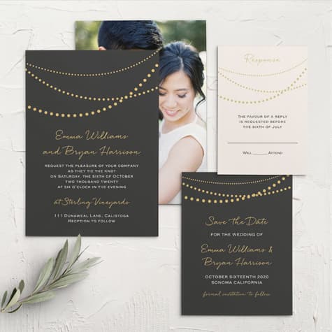 String Lights Foil Wedding Invitations