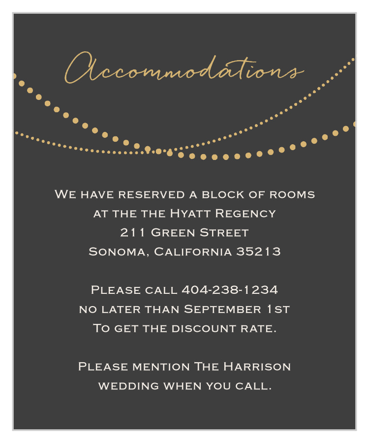 String Lights Foil Accommodation Cards 