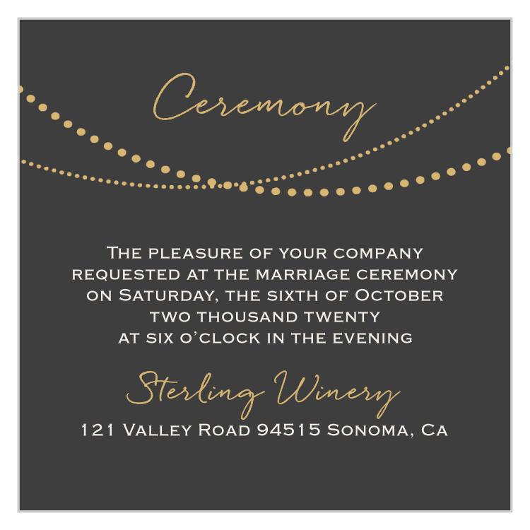 String Lights Foil Ceremony Cards