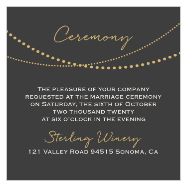 String Lights Foil Ceremony Cards