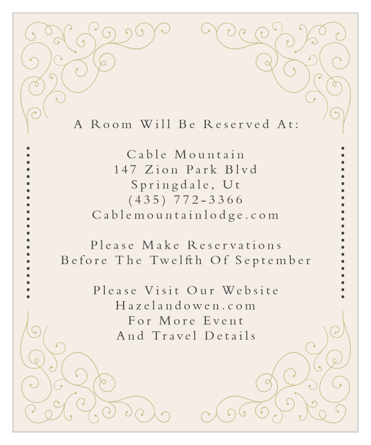 Swirl Frame Foil Accommodation Cards 