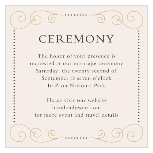 Swirl Frame Foil Ceremony Cards
