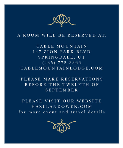 Royal Scrolls Foil Accommodation Cards 