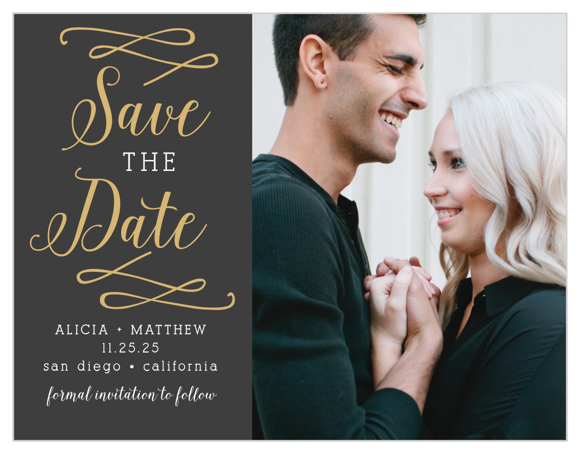 Whimsical Calligraphy Foil Save the Date Magnets