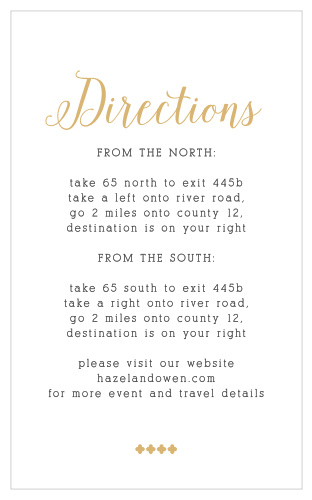Whimsical Calligraphy Foil Direction Cards