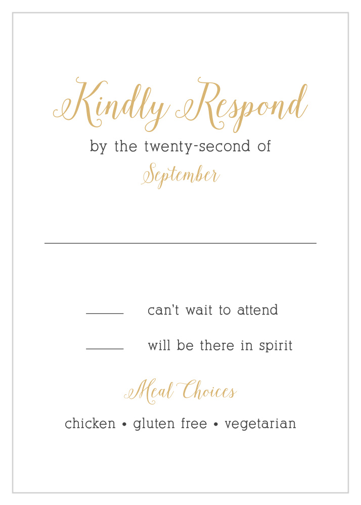 Whimsical Calligraphy Foil Response Cards