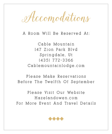 Whimsical Calligraphy Foil Accommodation Cards 