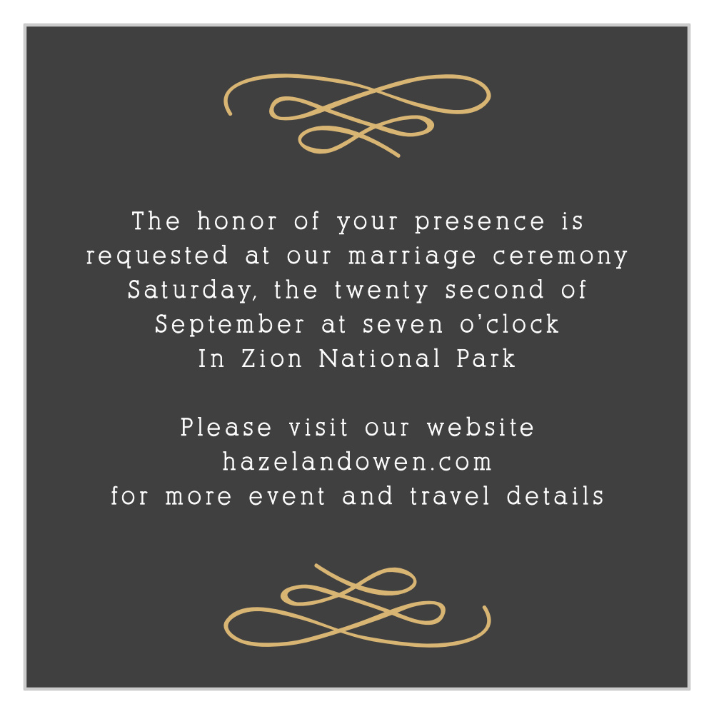 Whimsical Calligraphy Foil Ceremony Cards
