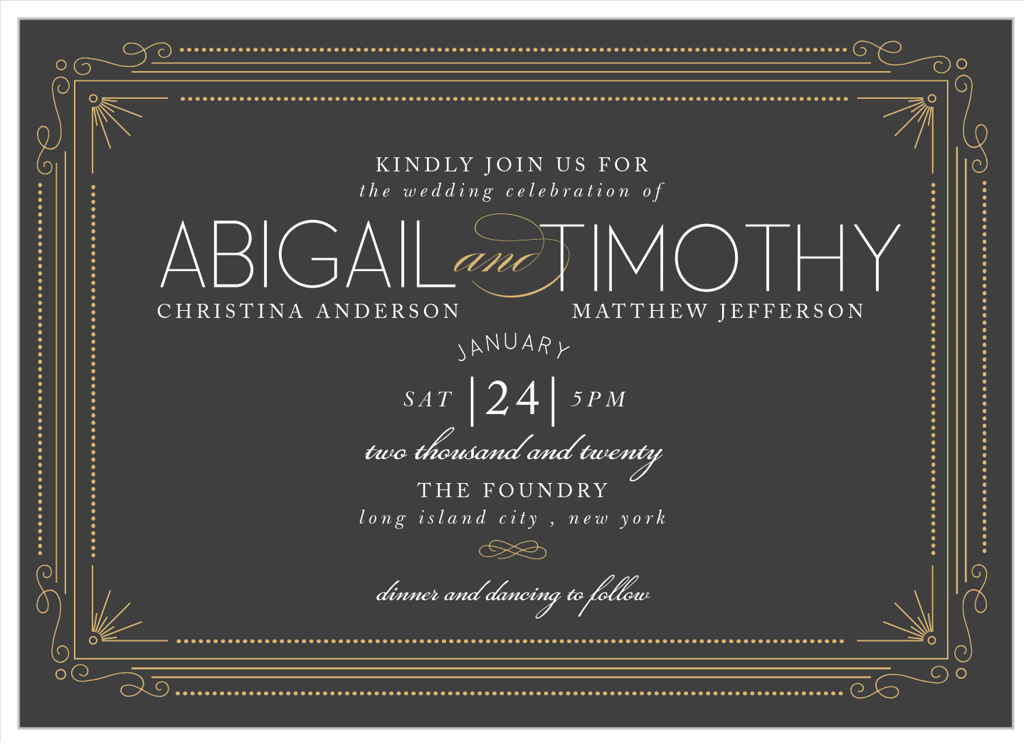 Stylized Sunbursts Foil Wedding Invitations