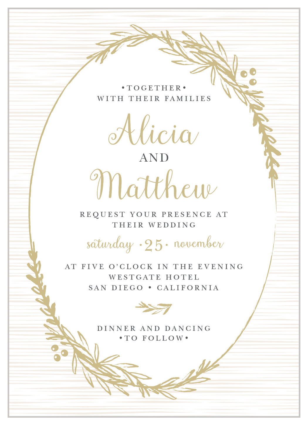 Delicate Laurel Foil Wedding Invitations