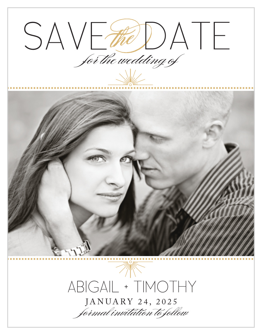 Stylized Sunbursts Foil Save the Date Magnets