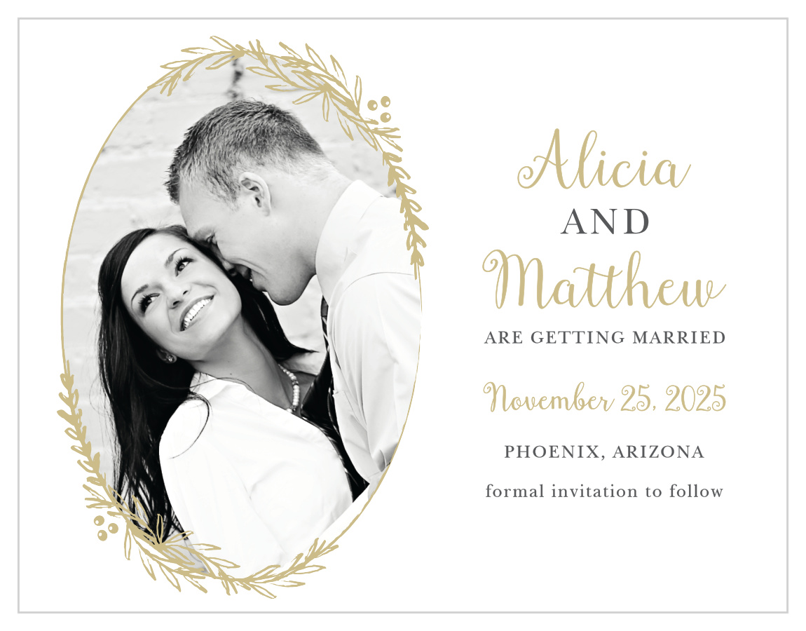 Delicate Laurel Foil Save the Date Magnets