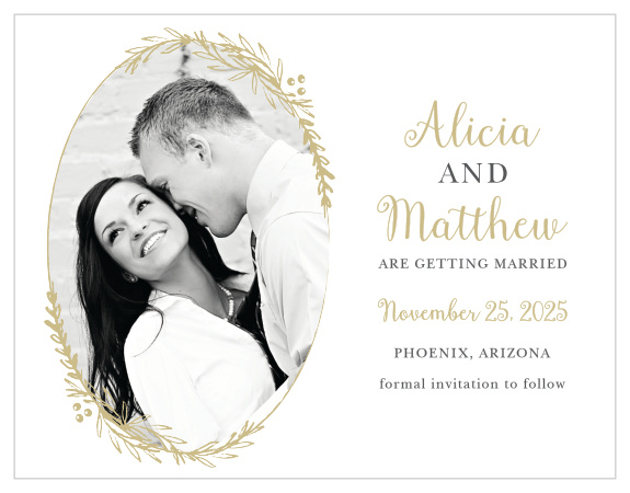 The Delicate Laurel Foil Suite wouldn't be complete with a beautiful matching Save-the-Date Magnet.