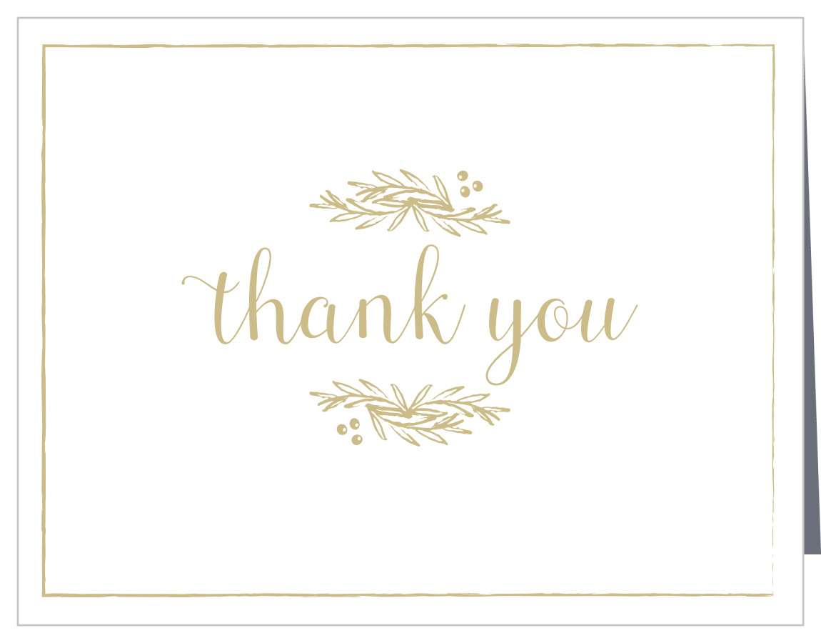 Delicate Laurel Foil Wedding Thank You Cards