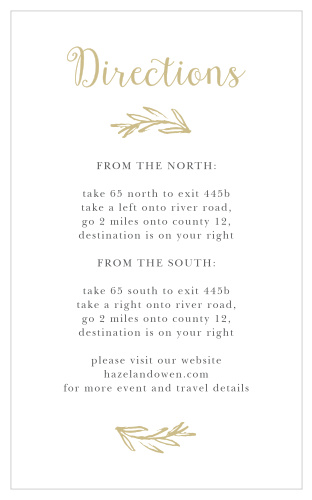 Delicate Laurel Foil Direction Cards