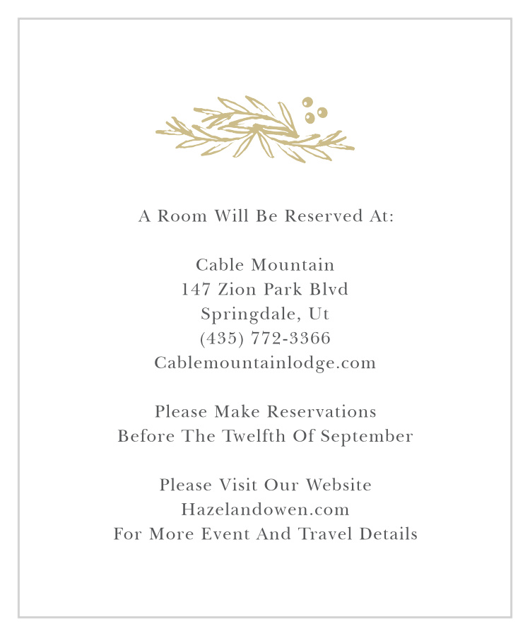 Delicate Laurel Foil Accommodation Cards 