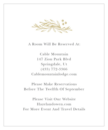 Delicate Laurel Foil Accommodation Cards 
