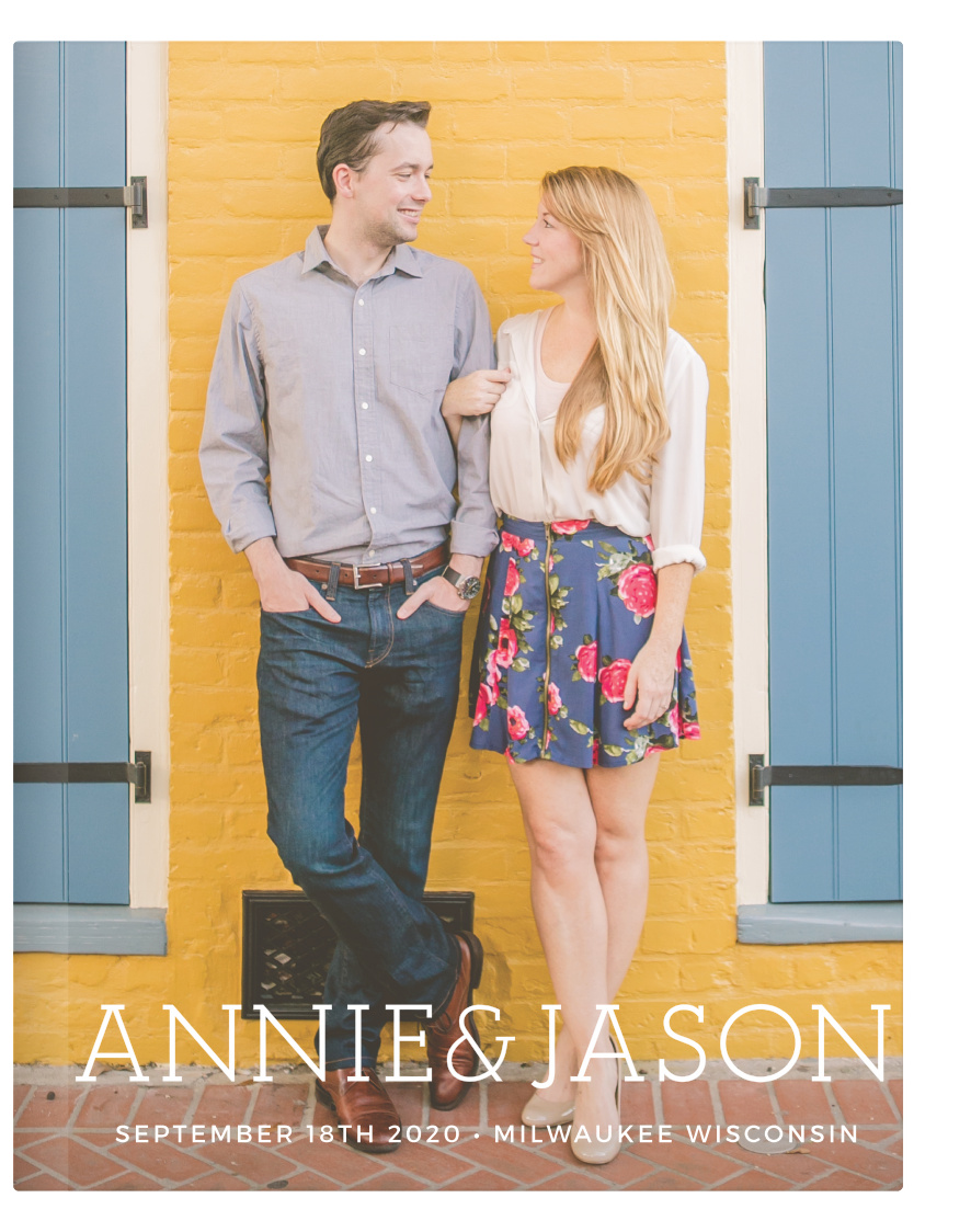 The Basic Typography Guest Book delivers exactly what the title says - basic, simple typography that doesn't detract from a beautiful picture of you and your partner. 