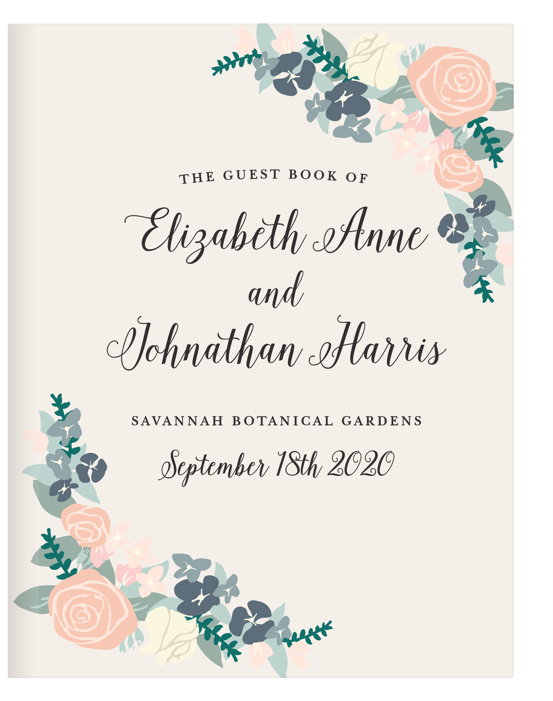 Illustrated Corner Wreath Guest Book