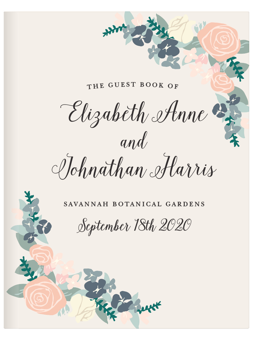 Illustrated Corner Wreath Guest Book