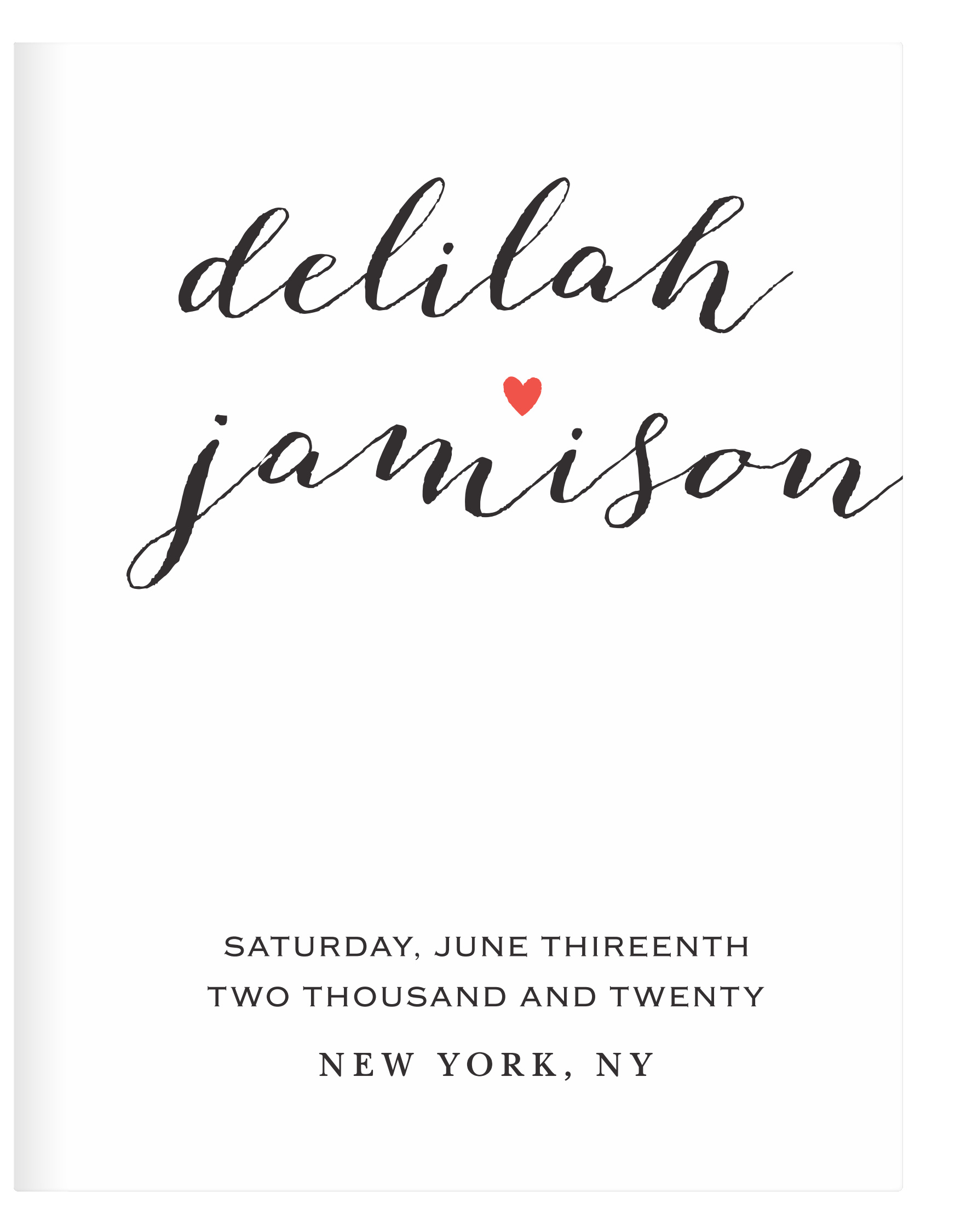 Script Heart Guest Book