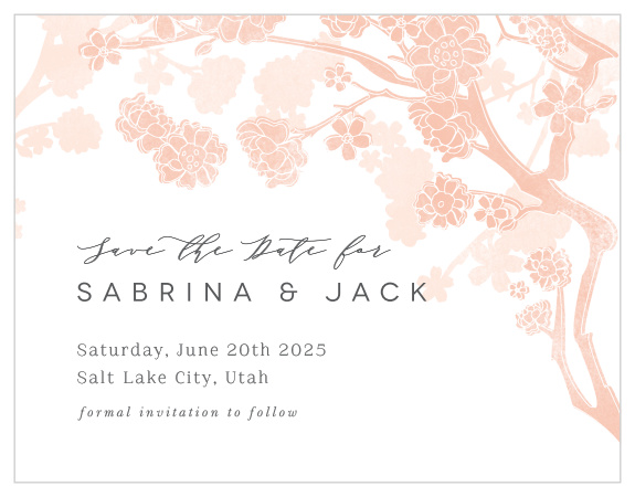 Announce your big day in style with our Tree Blossoms Save the Date Cards. 