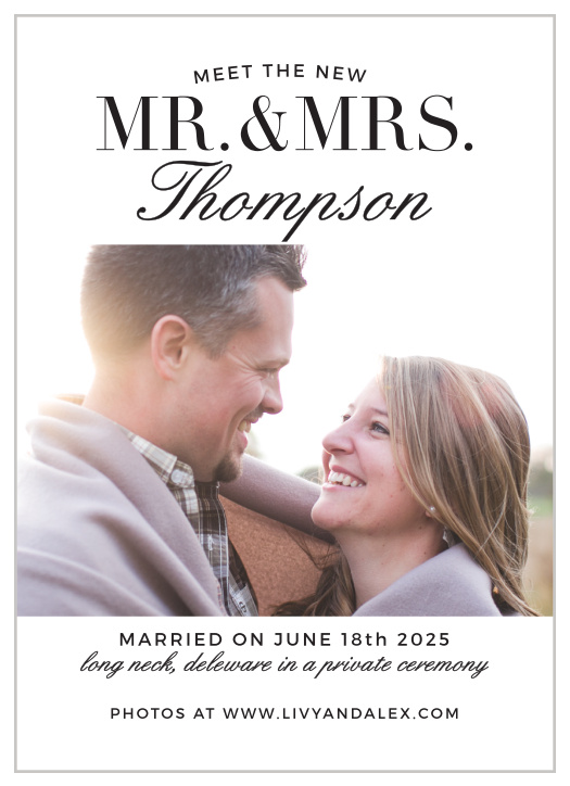 Our Minimal Typography Wedding Announcement is a card filled with a picture, beautiful text, a touch of simplicity, and a lot of love.
