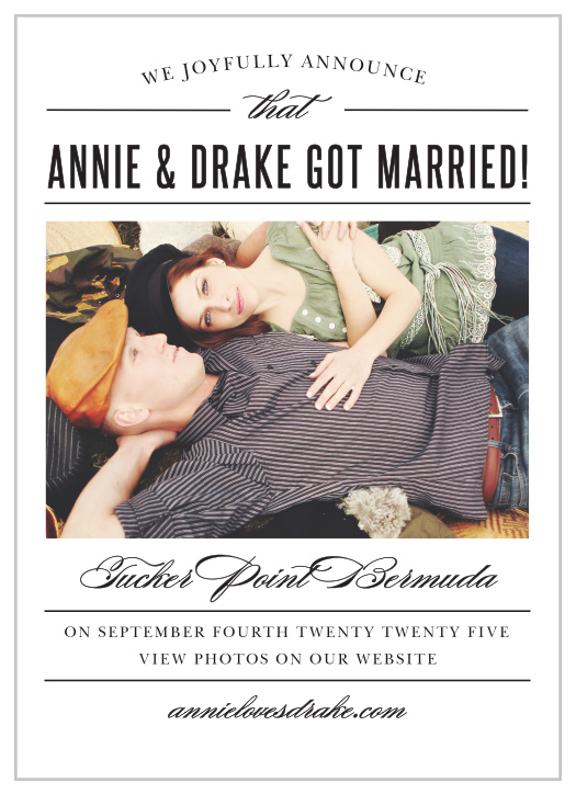 Destination Weekend Wedding Announcement is a fun yet classy way to show all of your friends and family just how amazing your Destination Wedding was.