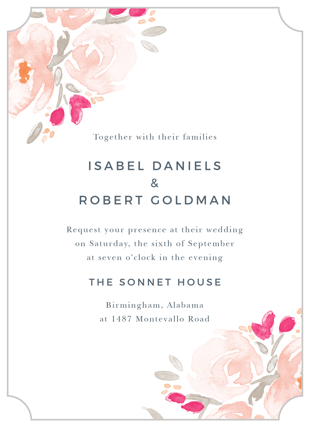 Watercolor Bouquet Wedding Invitations