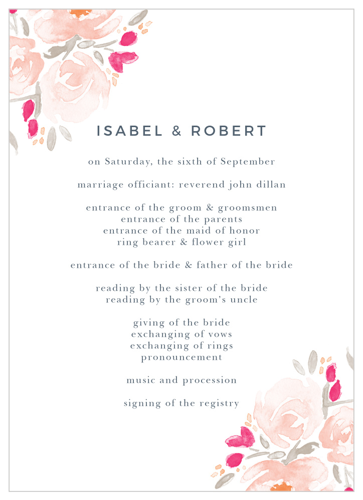 Watercolor Bouquet Wedding Programs