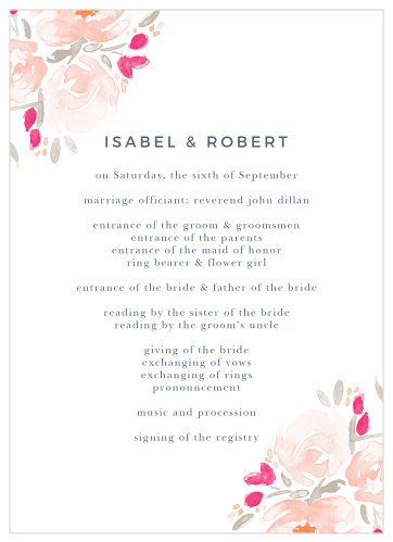 Watercolor Bouquet Wedding Programs