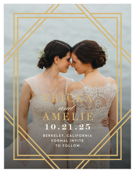 Our Elegant Overlap Save the Date Cards are sure to have family and friends running to their calendars to pencil in your wedding day. 