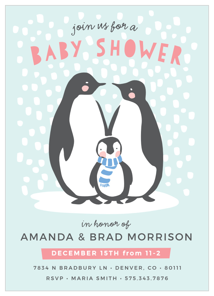 Penguin Winter Baby Shower Invitations