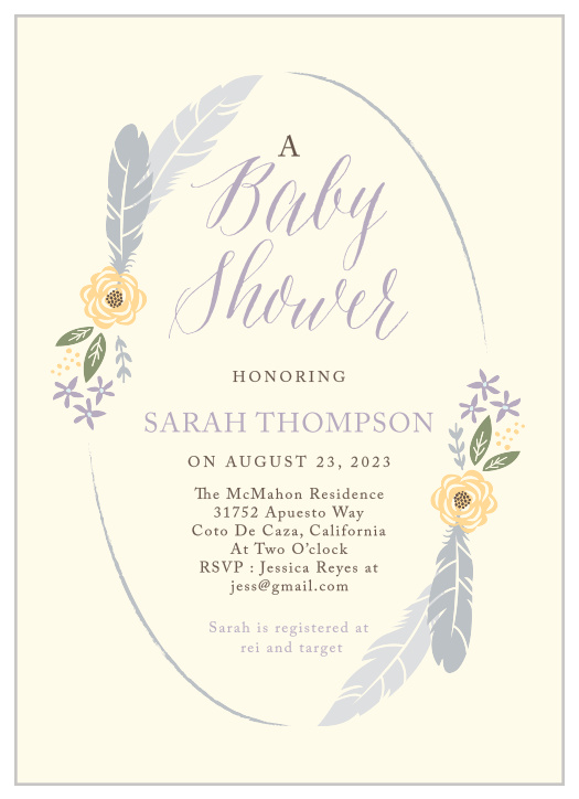 The Bohemian Feather Baby Shower Invitations are a creative way to announce to your loved ones that you are welcoming a new free spirit to the family! 