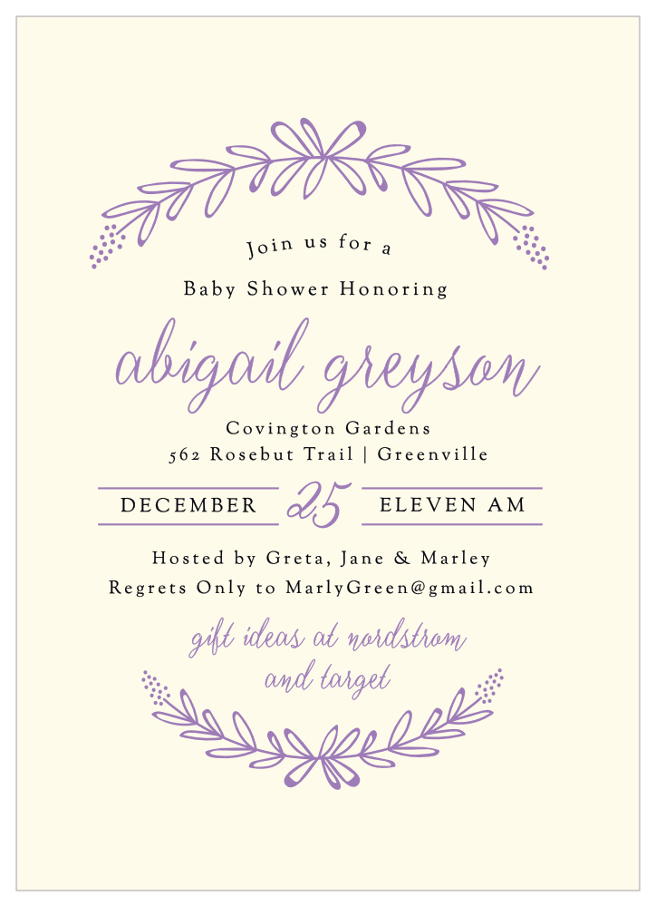 Garden Wreath Baby Shower Invitations
