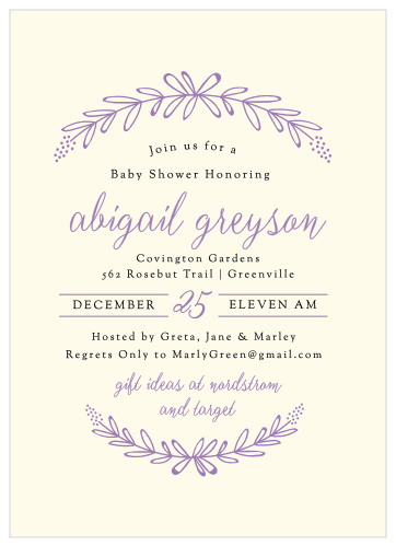 Garden Wreath Baby Shower Invitations