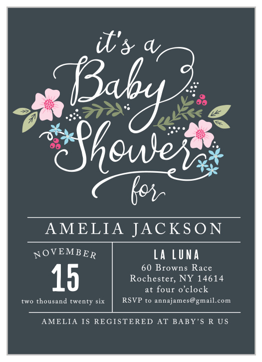 Garden Flowers Baby Shower Invitations