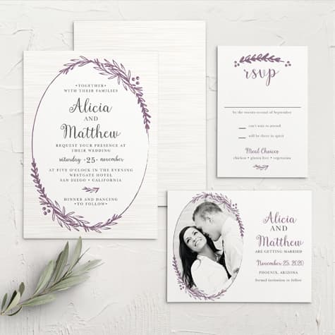 Delicate Laurel Wedding Invitations