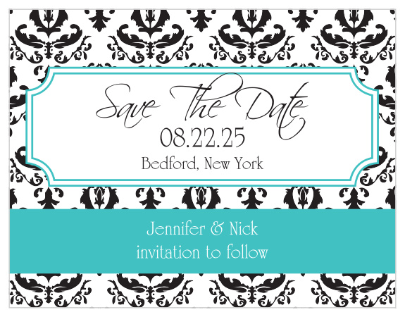 Victorian Charm save the date card is vintage styled save the date with your choice of over 100 background patterns to choose from.