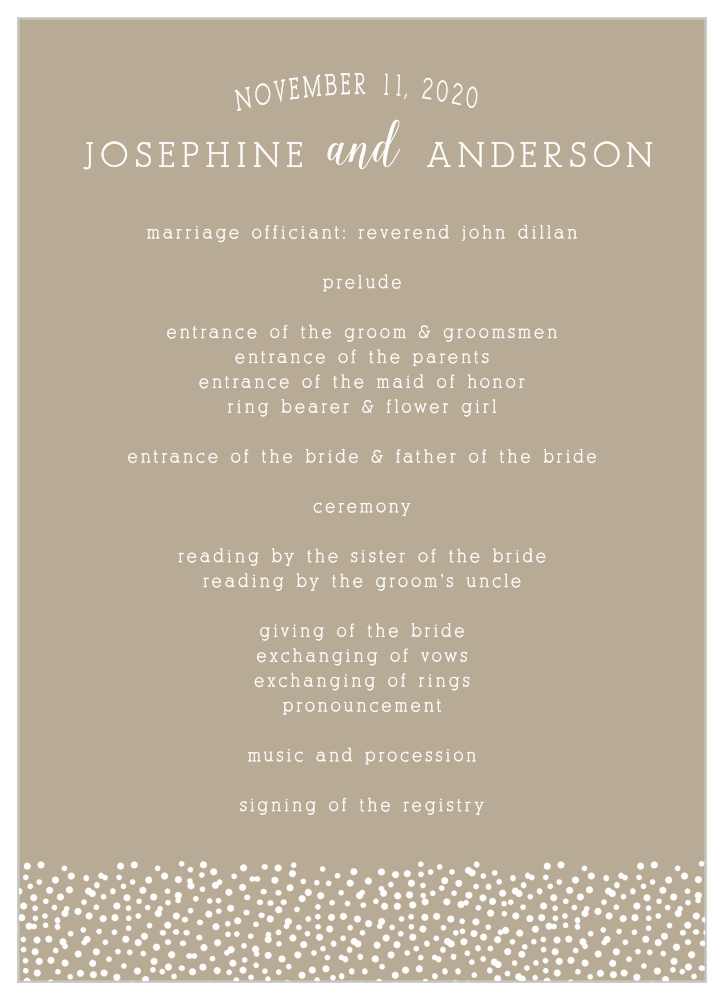 Confetti Dots Wedding Programs