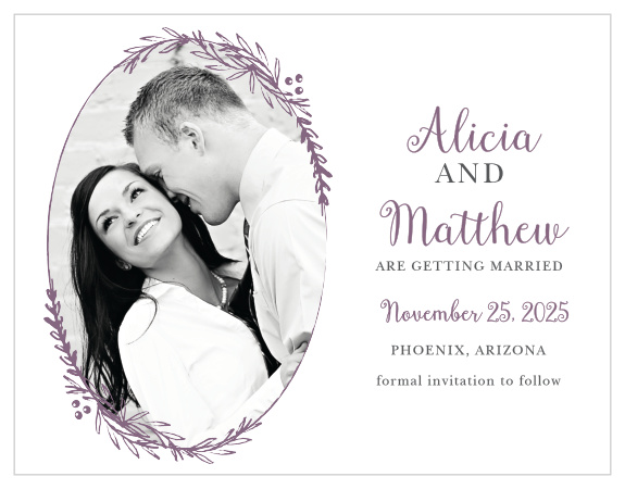 The Delicate Laurel Suite wouldn't be complete with the beautiful matching Save-the-Date Cards. 