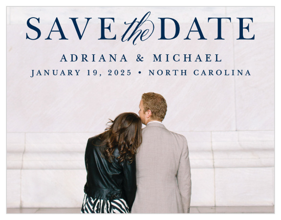 A full bleed photo with sumptuous scrolling accents makes the Royal Scrolls Save-the-date Cards a gorgeous addition to your wedding stationery. 