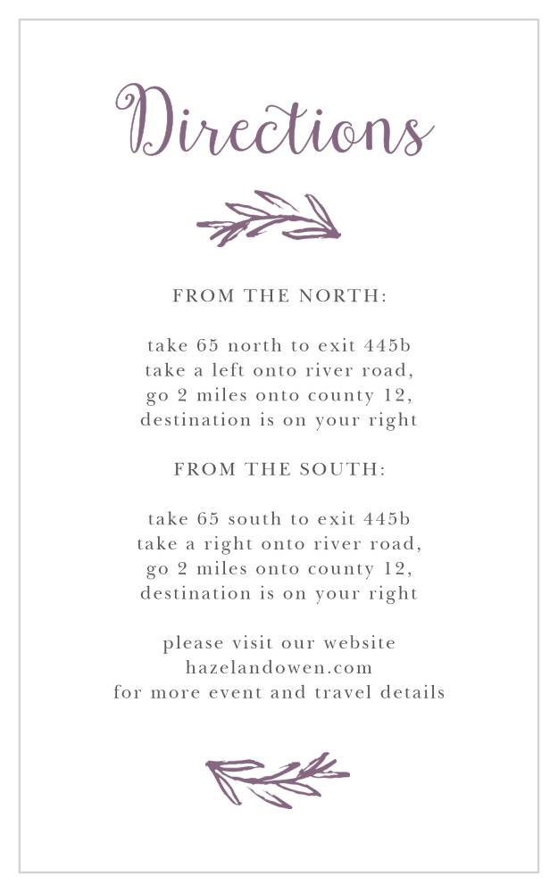 Delicate Laurel Direction Cards