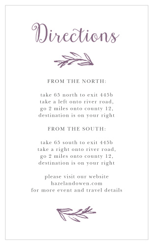 Delicate Laurel Direction Cards