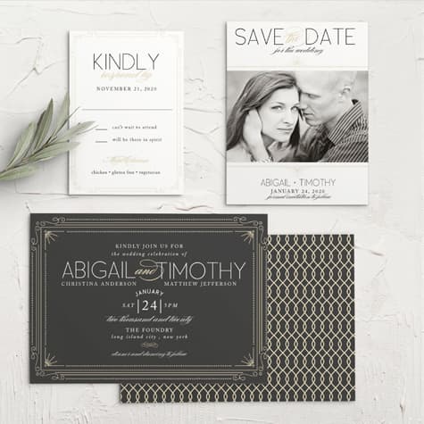 Stylized Sunbursts Wedding Invitations