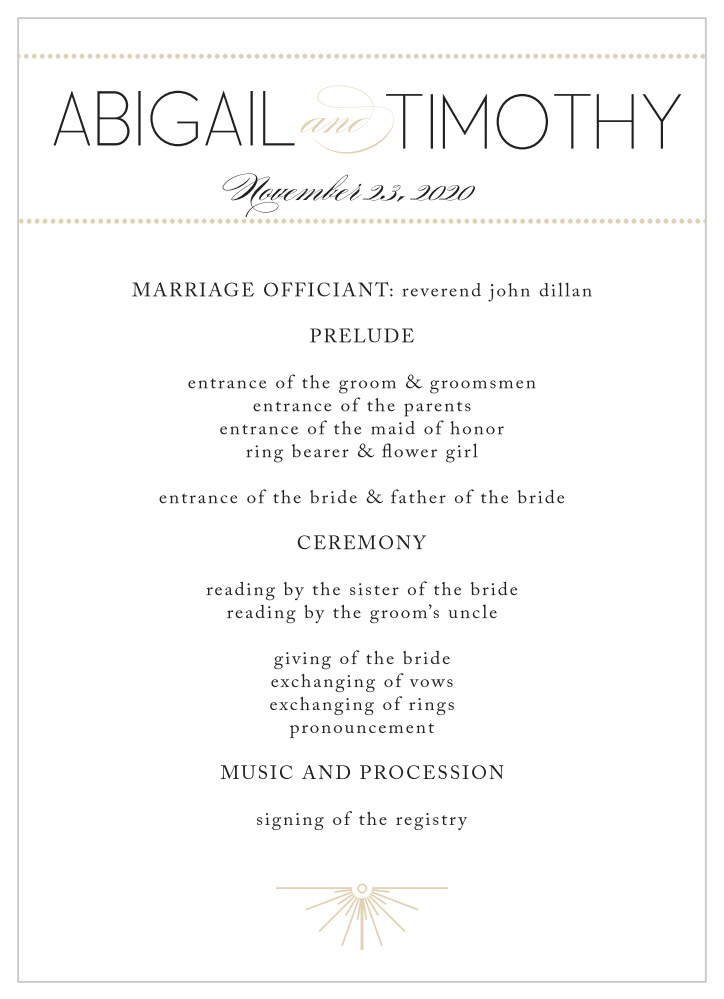 Stylized Sunbursts Wedding Programs