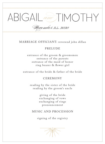 Stylized Sunbursts Wedding Programs